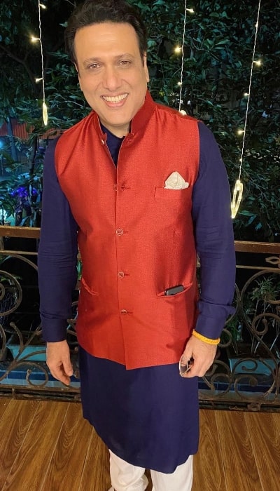 Govinda as seen while posing for a Diwali picture in November 2020