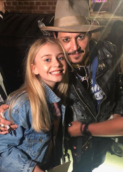 Haley Sullivan as seen in a seen in a picture with actor Johnny Depp in Jimmy Kimmel Live! in Los Angeles, California in June 2020