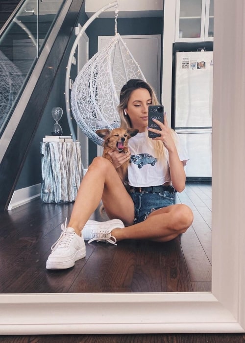 Kalyn Nicholson as seen in a selfie that was taken in July 2020, with her dog Bentley