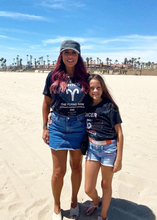 Lily LaBrant as seen in a picture that was taken at the Huntington Beach, California with her mother Sheri LaBrant in June 2019