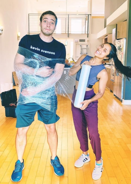 Michelle Khare and Garrett Kennell, as seen in September 2020