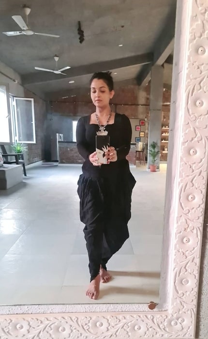 Shubhangi Atre as seen while taking a mirror selfie in November 2020