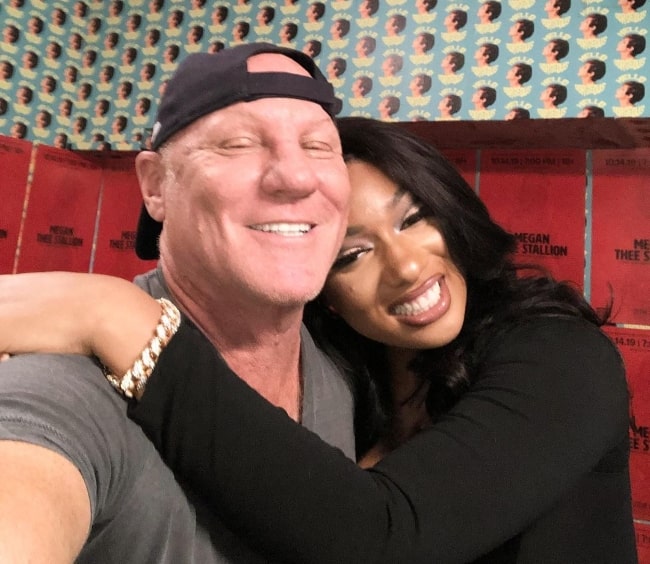 Steve Madden smiling for a selfie alongside Megan Thee Stallion at the Music Hall of Williamsburg in October 2019