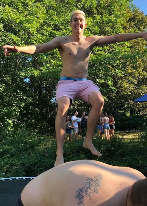 TheSmithPlays as seen in a picture that was taken while he jumped on a trampoline in September 2018