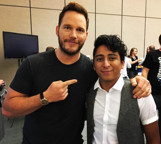 Tony Revolori (Right) and Chris Pratt at the 2016 San Diego Comic-Con International in San Diego, California