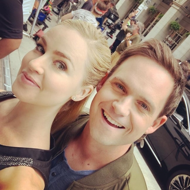 Amanda Schull and Patrick Adams in August 2019