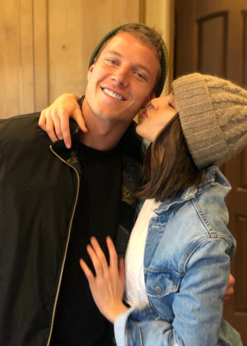 Christian McCaffrey and Olivia Culpo, as seen in May 2020