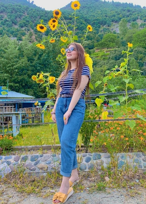 Dananeer Mobeen as seen while posing for the camera in Upper Dir, Khyber Pakhtunkhwa, Pakistan in October 2020