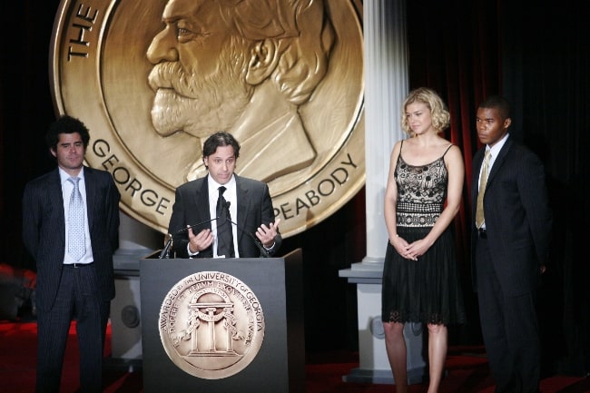 From Left to Right - Jeffrey Reiner, Jason Katims, Adrianne Palicki, and Gaius Charles at the 66th Annual Peabody Awards Luncheon at Waldorf=Astoria Hotel in New York, United States in 2007