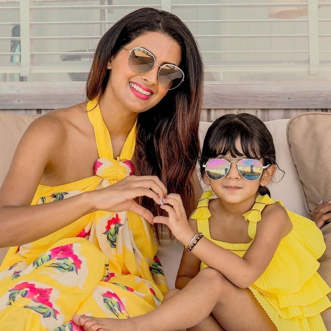 Geeta Basra and her daughter in May 2020