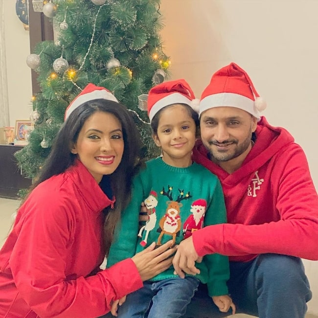 Geeta Basra posing for a picture with her family in Jalandhar, India in December 2020