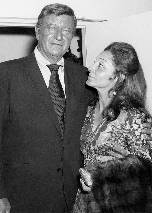 John Wayne and his 3rd wife Pilar Wayne at the John Wayne Theatre opening at Knott's Berry Farm in 1971