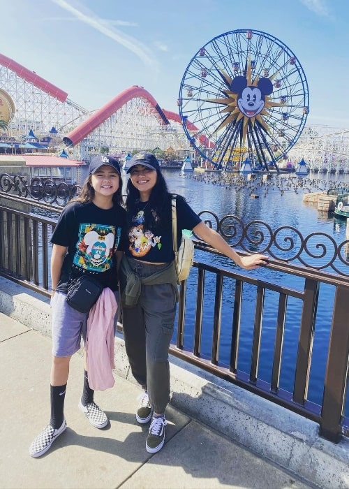 Kea Peahu (Left) and Lindsay Watson at Disney California Adventure Park in March 2020