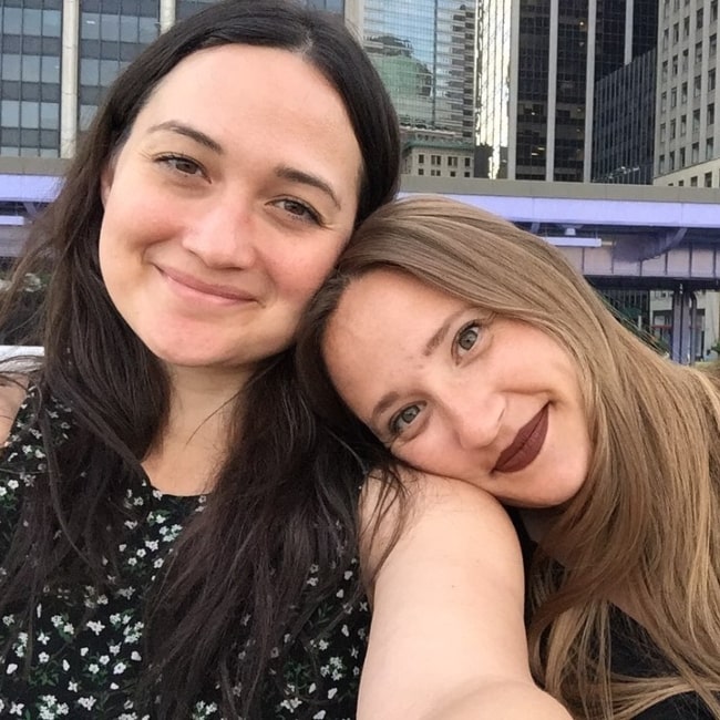 Lily Gladstone as seen in a selfie that was taken with Genevieve Smith in New York, New York in June 2019