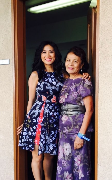 Liza Lapira as seen while posing for a picture alongside her mother in August 2017