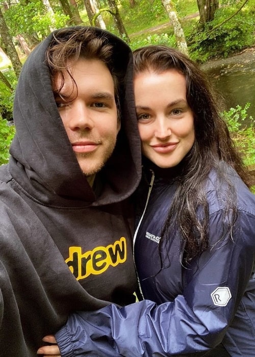 Luke Newton as seen while taking a selfie with Jade Davies at Lake Vyrnwy in Powys, Wales in August 2020