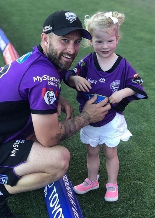 Matthew Wade with his daughter Winter, as seen in December 2018