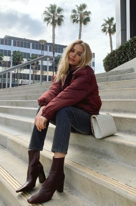 Michelle Randolph as seen while smiling for a picture in Los Angeles, California in February 2021