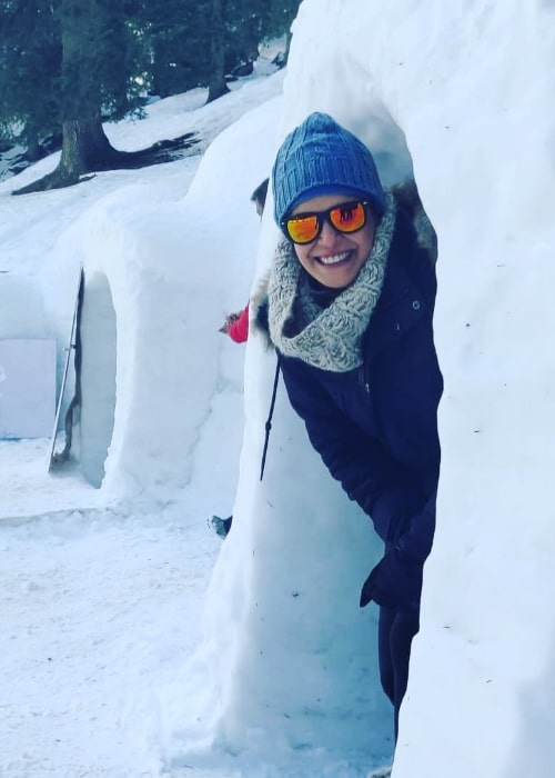 Mona Singh as seen while smiling for the camera and enjoying her time in an igloo in Manali, Himachal Pradesh