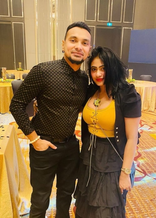 Piumi Hansamali as seen in a picture that was taken with DJ Shane in Shangri-La Hotel, Colombo in February 2021