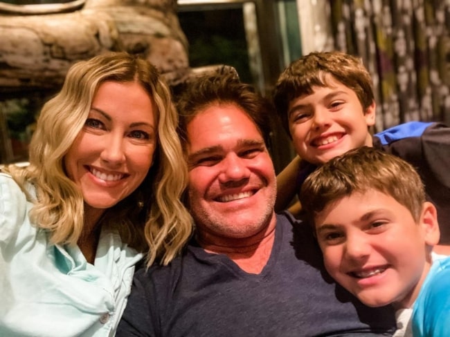 Stephanie Hollman spending a pajamas, Christmas movies and hot chocolate kind of night with her family in December 2020