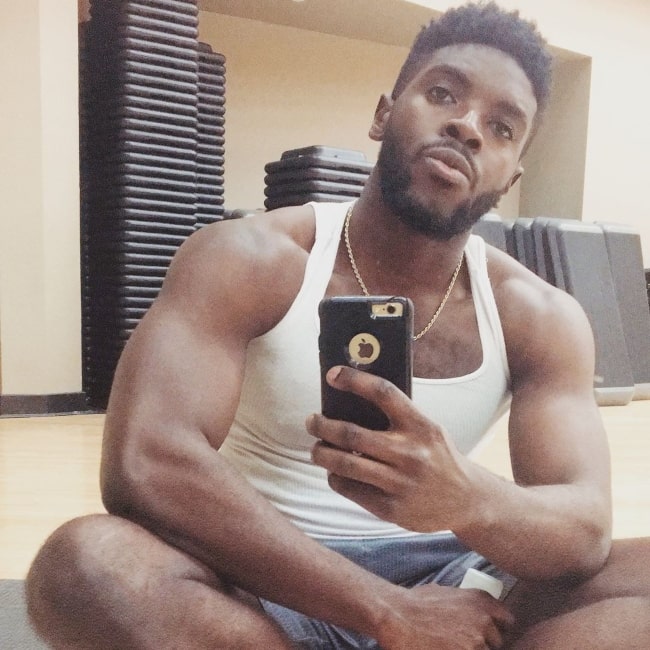 Tian Richards as seen in a selfie that was taken at LA Fitness in February 2019