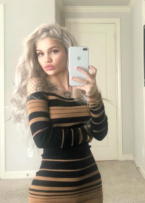 Amina Blue as seen in a selfie that was taken in September 2018