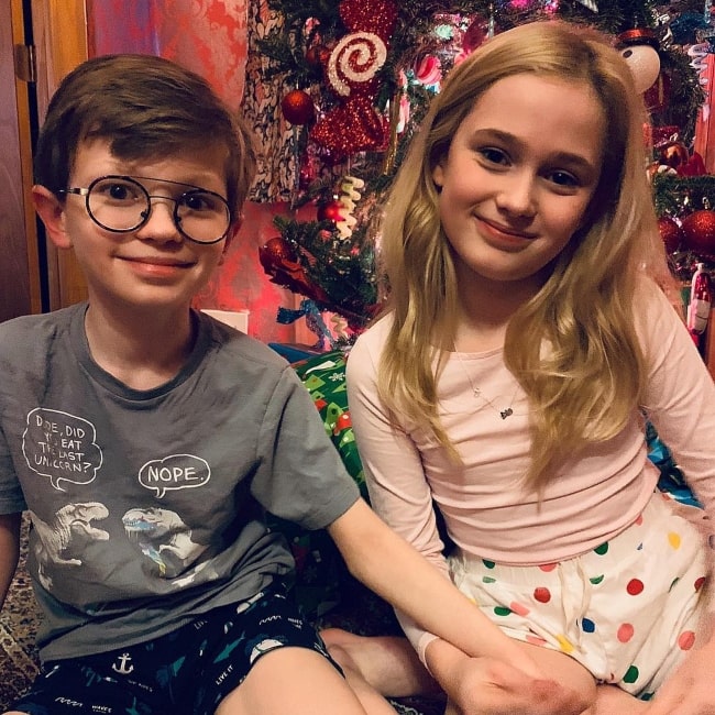 Audrey Grace Marshall in December 2018 with her brother whom she declares to be her BFF for life