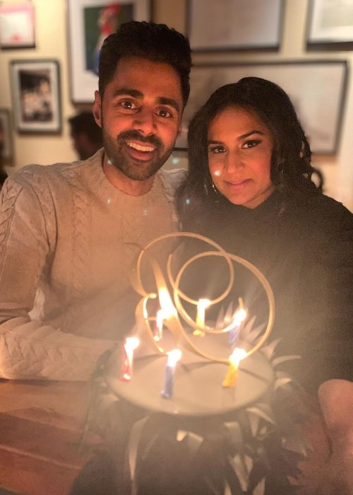 Beena Patel and Hasan Minhaj celebrating Beena's birthday in February 2020