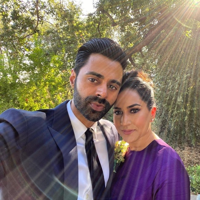 Beena Patel and Hasan Minhaj in October 2020