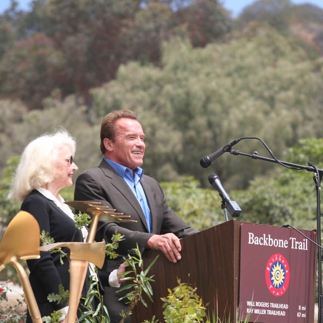 Betty Brosmer and former Governor Arnold Schwarzenegger at the Zuma Canyon on June 4, 2016