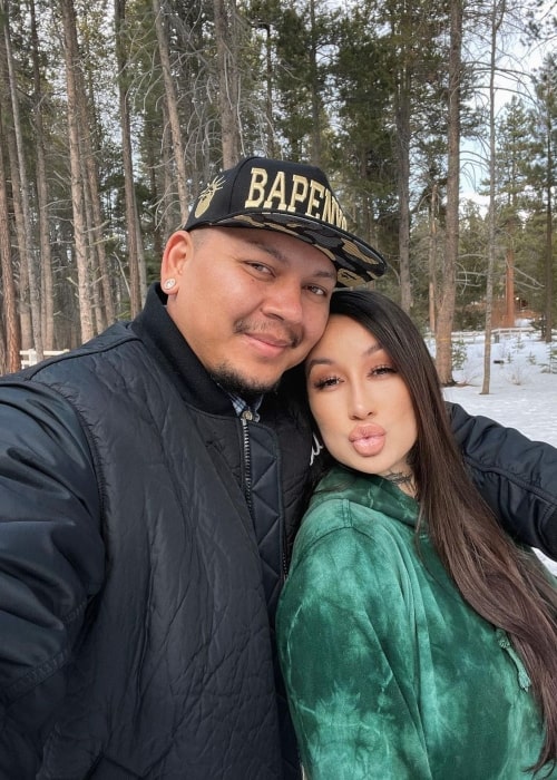 CassieeMUA and her beau Eldon as seen in a selfie that was taken in Lake Tahoe in February 2021