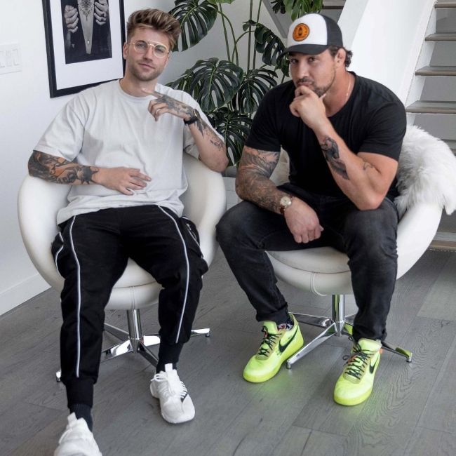 Daniel Joseph Silva (left) and comedian Brendan Schaub as seen sitting together in 2020