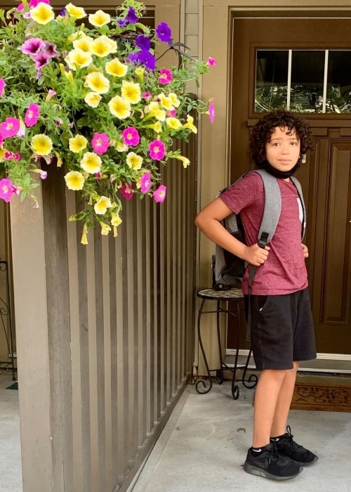 Dominic Mariche in September 2020 enjoying his first day of Grade 7