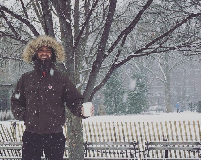 Drew Fuller pictured while enjoying snowfall in January 2017