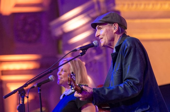 James Taylor and Kim Taylor performing a musical tribute to U.S. Supreme Court Justice Ruth Bader Ginsburg during a ceremony at the Library of Congress in Washington, D.C. on January 30, 2020