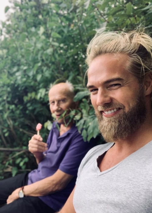 Lasse Lokken Matberg as seen in a selfie with his grandfather in August 2020, in Verdalsøra, Norway