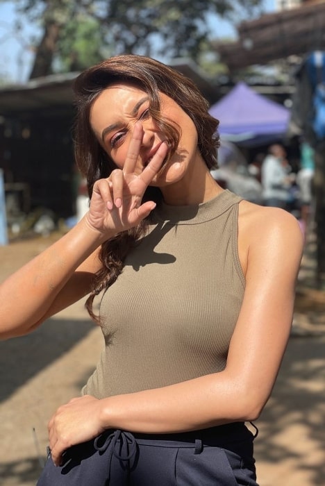 Mimi Chakraborty smiling for a picture in March 2021