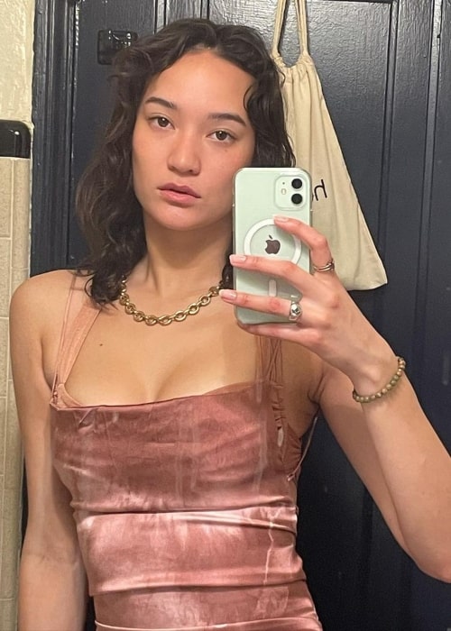 Mona Matsuoka as seen in a selfie that was taken at someplace in Miami Beach, Florida in February 2021