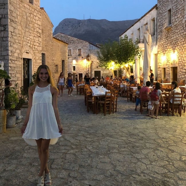 Nikki Roumel pictured while enjoying her time in Areópoli, Lakonia, Greece in August 2018