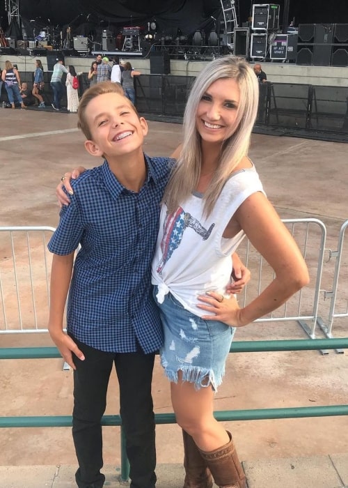 Ryder James as seen in a picture with his mother Natalie Murchison at a concert in September 2019