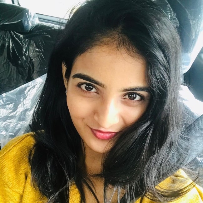 Ananya Nagalla sharing a selfie showing her overslept face in March 2021