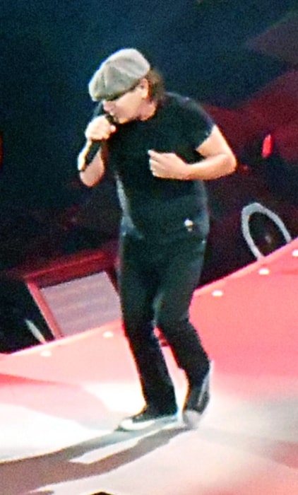 Brian Johnson pictured while performing with AC/DC in Tacoma, Washington, on February 2, 2016