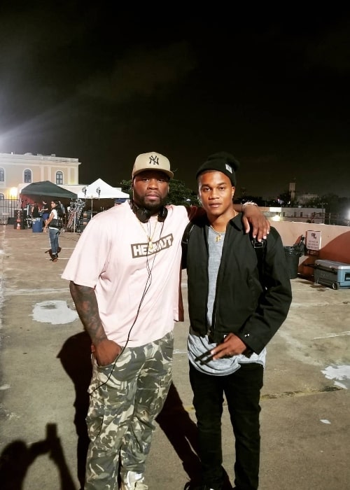 Cory Hardrict (Right) posing for a picture alongside 50 Cent in San Juan, Puerto Rico in August 2018