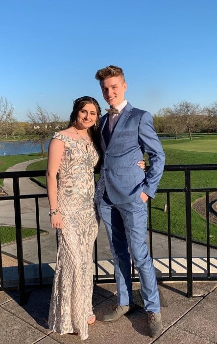 Damian Chrobak posing for a picture alongside Angelica Moczarny in April 2019