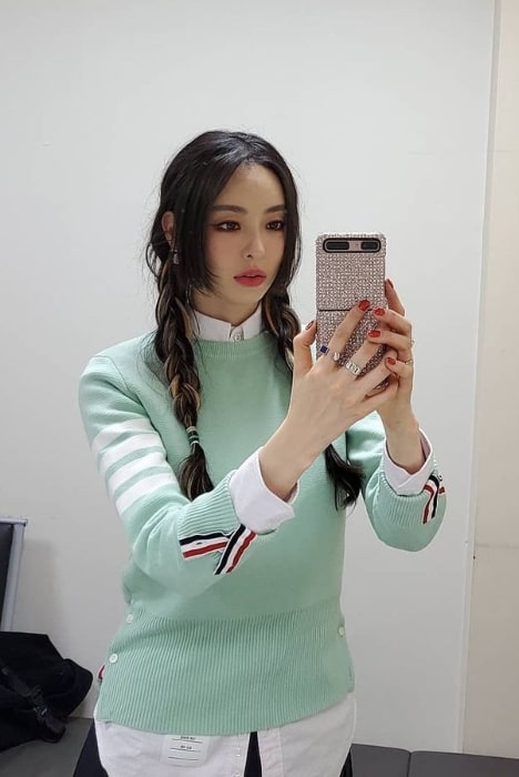 Lee Da-hee taking a mirror selfie in January 2021