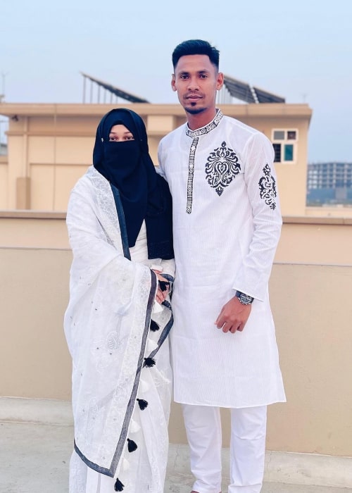 Mustafizur Rahman and Samia Parvin, as seen in February 2021