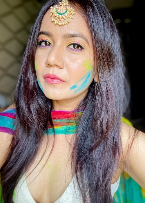 Roopal Tyagi as seen while taking a Holi selfie in March 2021