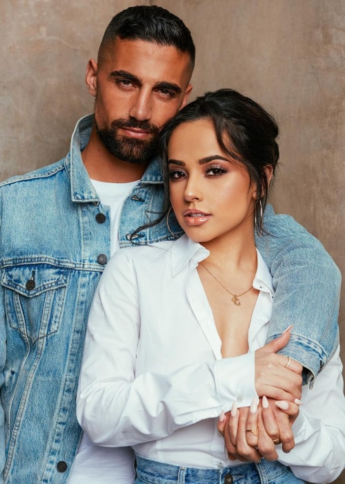 Sebastian Lletget and Becky G, as seen in January 2021