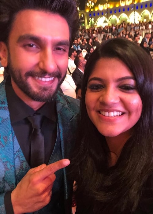 Aparna Balamurali smiling in a selfie alongside Ranveer Singh in February 2019